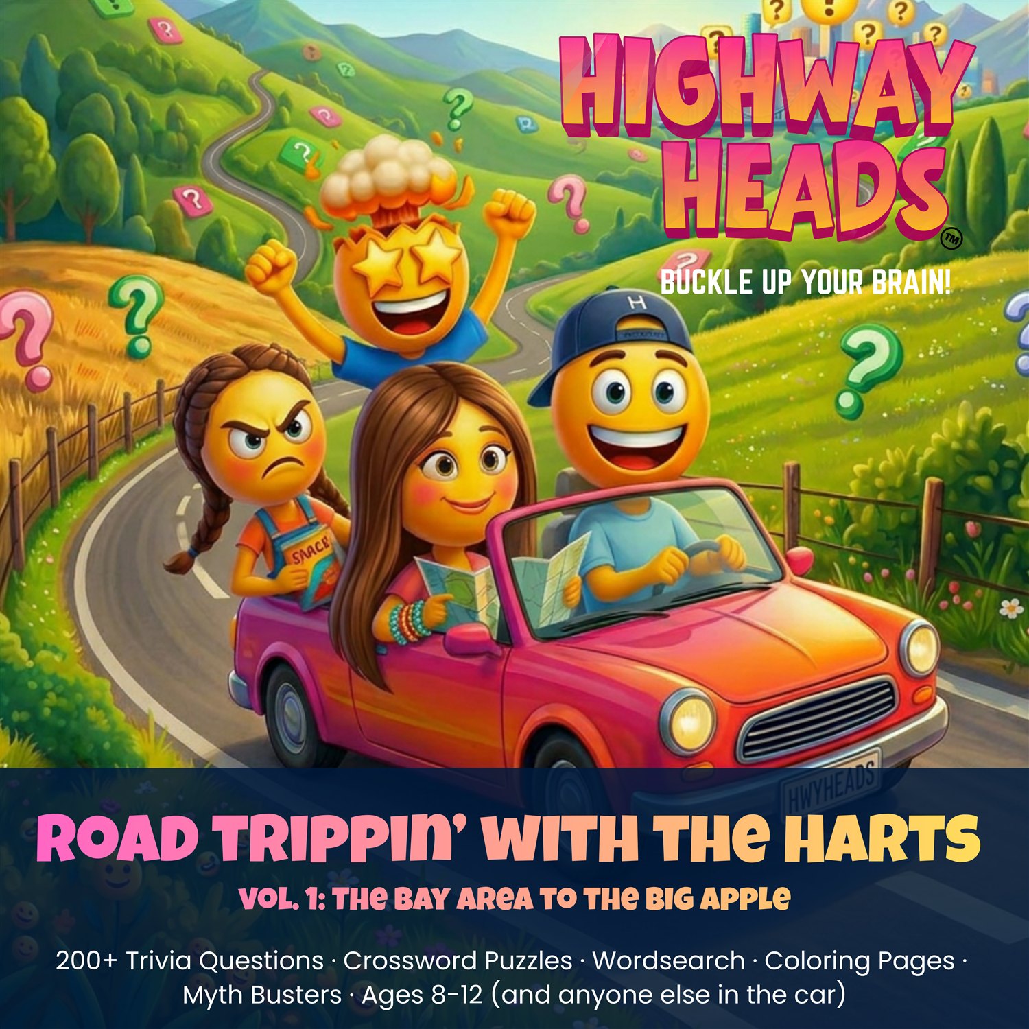 Road Trippin' with the Harts family road trip trivia activity book — front cover